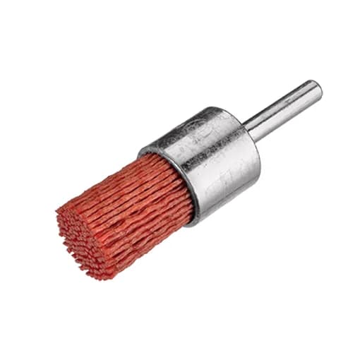 Rundbürste auf 8 mm Schaft Ø 80 mm Breite 35 mm gezopfter Stahldraht 0,25 mm