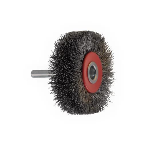 Rundbürste mit Schaft 8 mm Ø 80 mm Breite 35 mm STAHL gezopft 0,25 mm