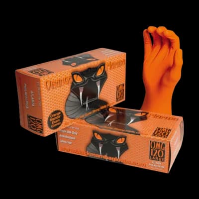 CIR BOITE 100 GANTS ORANGE MAMBA NERVURÉ