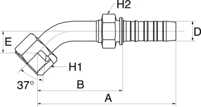 GATES HYDRAULIQUE EMB. FEM. JIC 37° 1"7/8 COUDE 45°