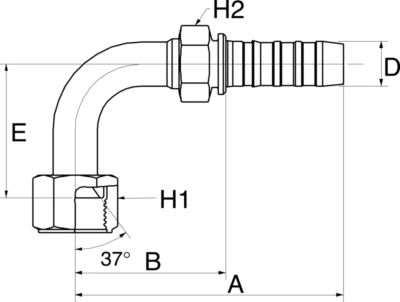 GATES HYDRAULIQUE EMB. FEM.JIC 37° 1"7/8 COUDE 90°