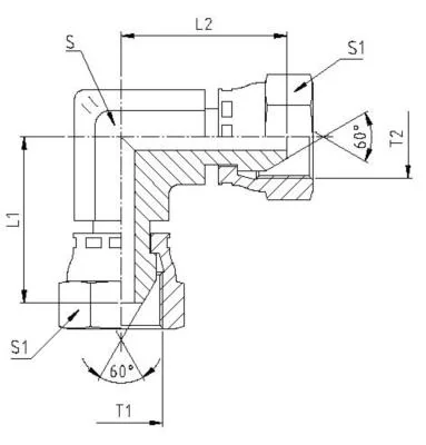 GATES HYDRAULIQUE COUDE 90 °F.BSP60°1/2"XF.BSP60°1/2"