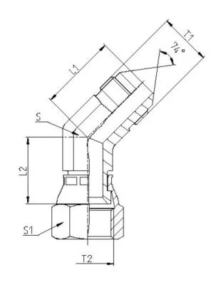 GATES HYDRAULIQUE COUDE 45° MJIC 1"1/16 X FJIC 1"1/16
