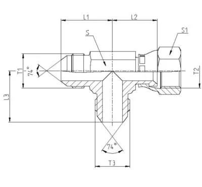 GATES HYDRAULIQUE TE RENVERSE JIC 1"3/16