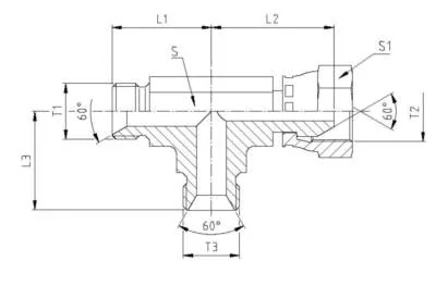 GATES HYDRAULIQUE TE RENVERSE BSP 60° 1"