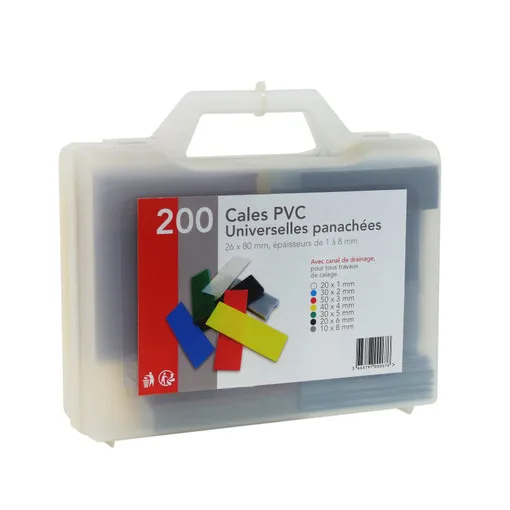 Assorted universal PVC shims 80x26 mm carry case of 200 pcs