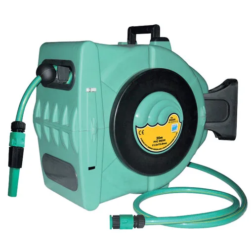 Water hose reel 20 m ABS enclosed hose inner Ø 12 mm - 6 bar