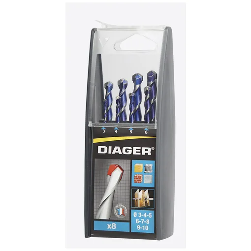 Multi-material straight shank drill bit set (8-piece)