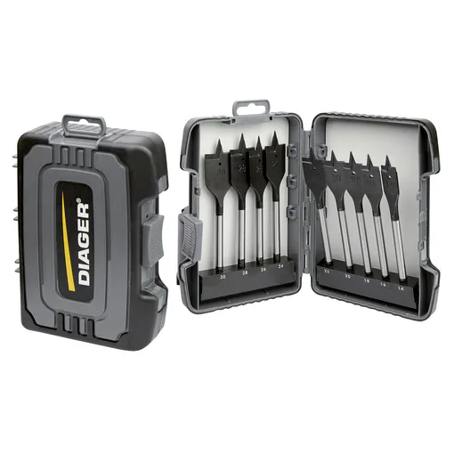 Quick-lock flat wood drill bit set (9 pieces)