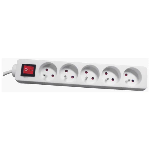 Regleta multienchufe 4 tomas con interruptor, enchufe plano, H05VVF 3G1, cable 1,5 m