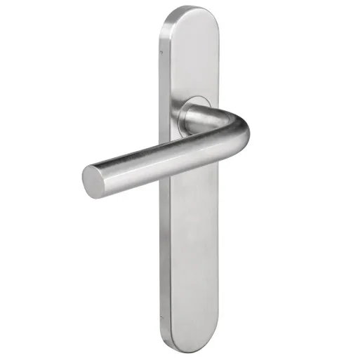 Türdrückergarnitur Edelstahl 304 Lochabstand 195 mm Profilzylindergelocht I A abgerundete Form ET 1 Platte Schrauben inkl.