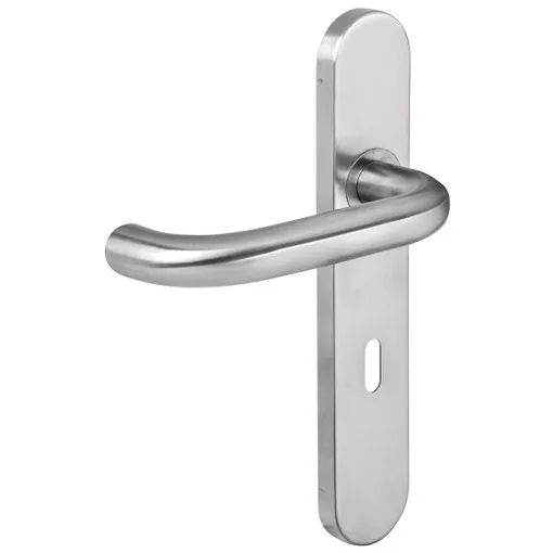 Edelstahl 304 Drückergarnitur Lochabstand 195 mm LOK 23 BDC abgerundet mit 1 Platte für verdeckte Verschraubung