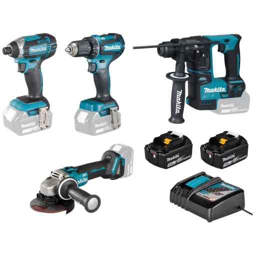 4-piece 18V 5Ah power tool kit (DDF485 + DTD152 + DGA504 + DHR171)