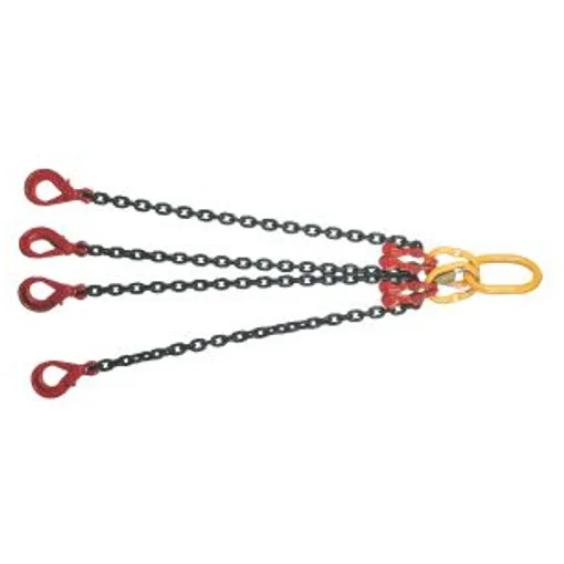 Güteklasse 8 Anschlagkette 4-strängig mit Verkürzungselementen und Automatik-Haken 8 mm/4,25 t/2 m