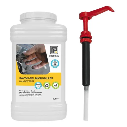 Handexpert Mikroperlen-Gel-Handreiniger mit wiederverwendbarer Pumpe (4,5 L Netto-Kanister)