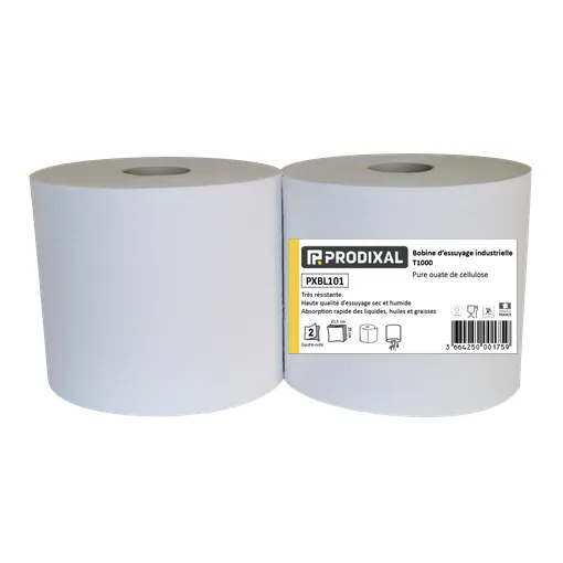 Bobina de papel industrial blanca lote de 2