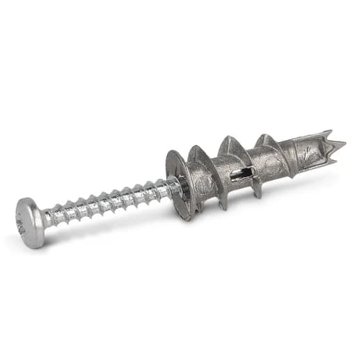 Kołek metalowy Spid z 3 wypustkami + śruba z łbem okrągłym (opakowanie 100 szt.)