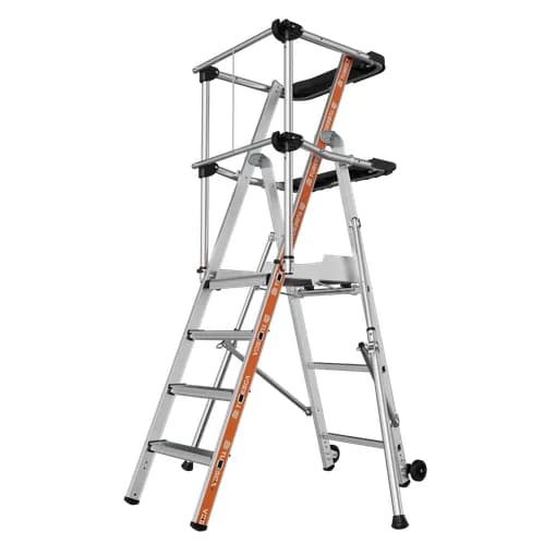 Plataforma industrial Raptor 5 peldaños barandillas lisas